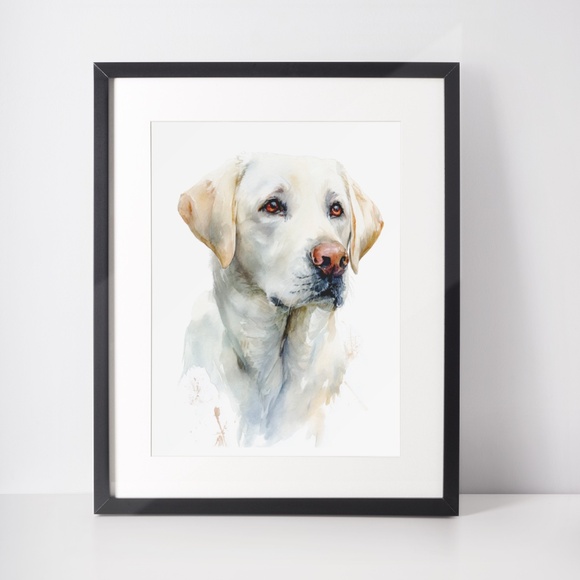 Watercolor Labrador Retriever Dog Portrait Wall Art Print, Unframed - Picture 3 of 7
